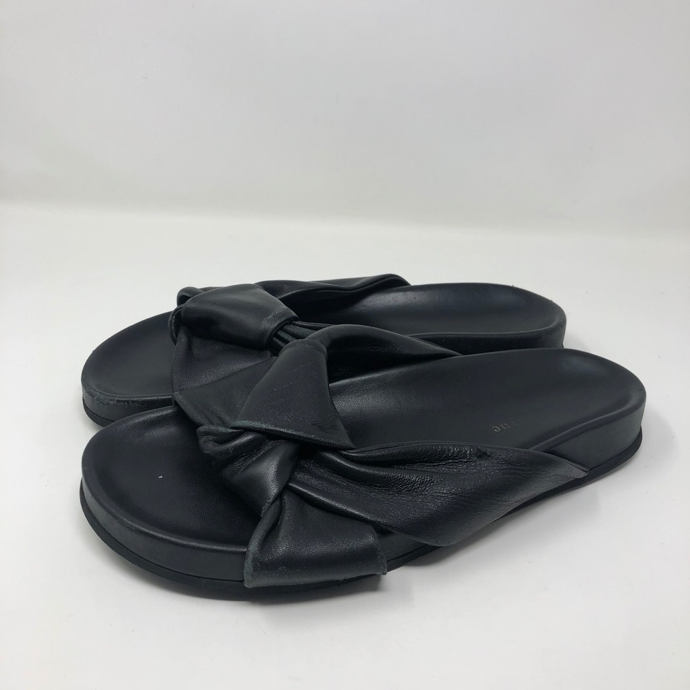 Jenni Kayne Leather Knot Sandal Womens 41 US 10.5 Black Chunky Romantic Boho - Picture 5 of 16
